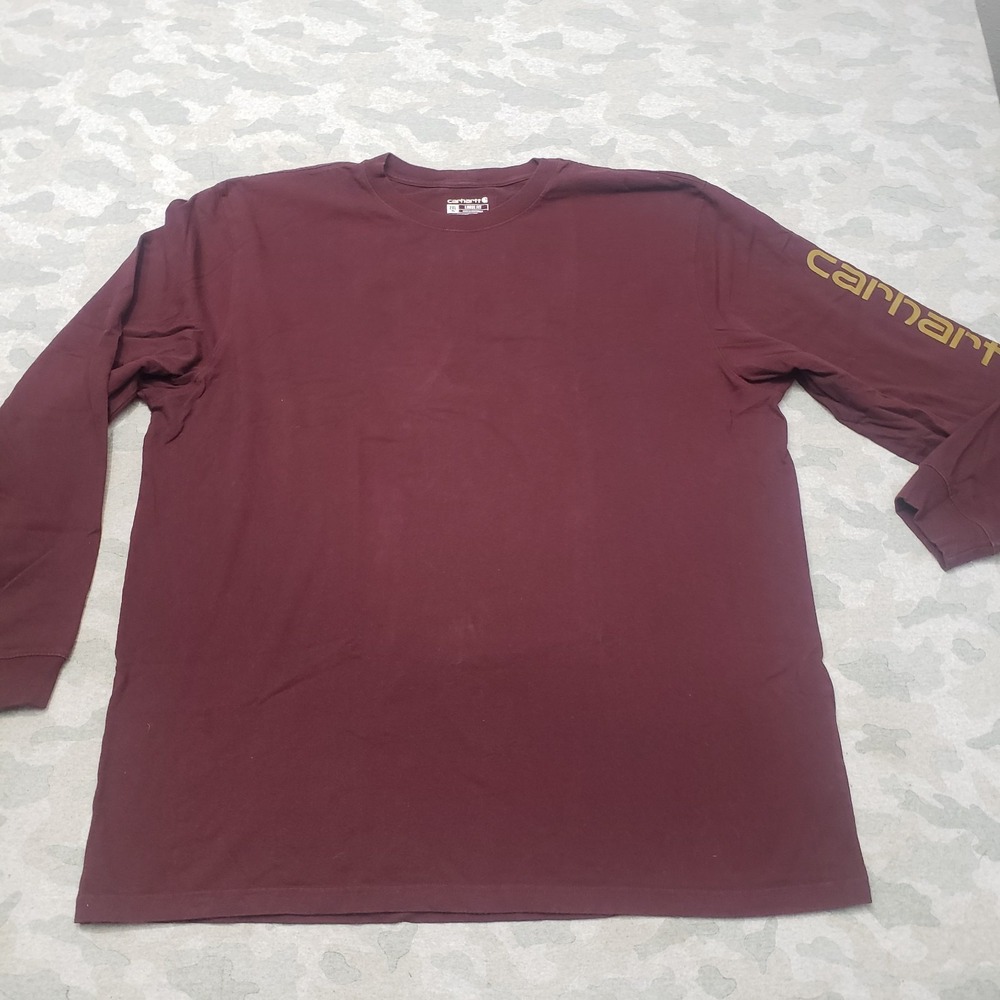 Carhartt Shirt Mens 2XLT Red Maroon Pullover Loose Fit Long Sleeve